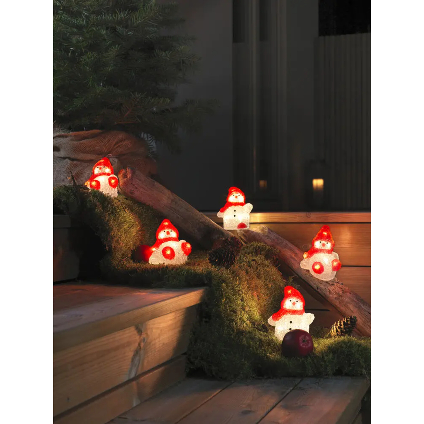 Photograph: Acrylic light Set Snowmen 5pcs/set, 5x8 Warm White Led, IP20