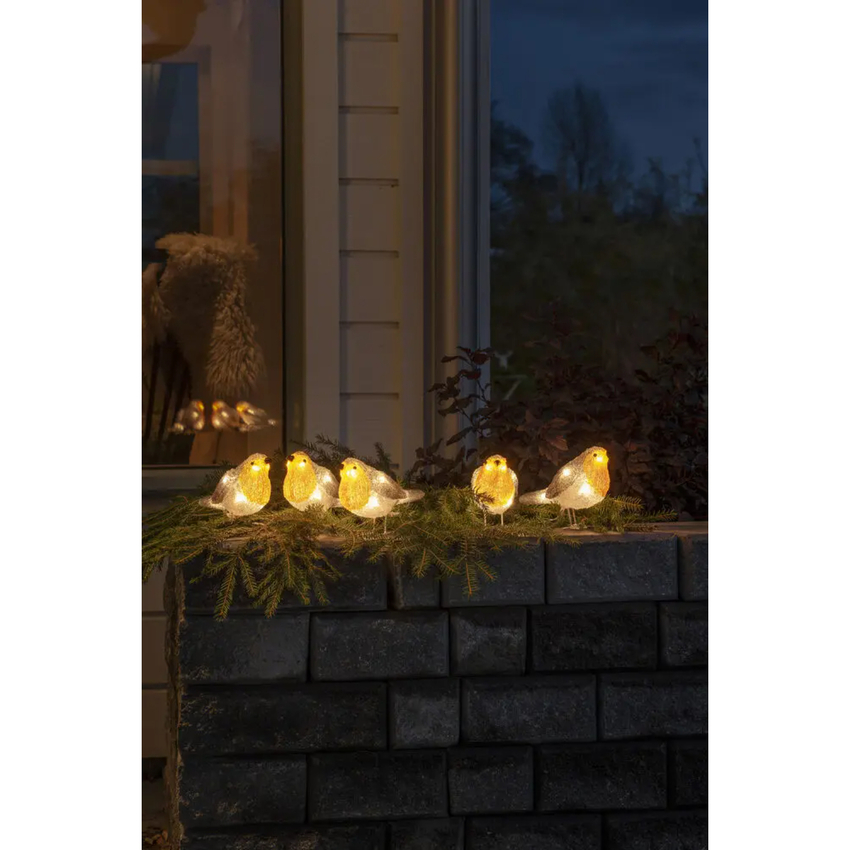 Photograph: Acrylic Robins , 5 Piece Set 5 x 8 Warm White Led IP20