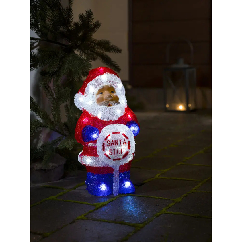 Photograph: Acrylic Santa with Sign,White Led, Timer 6h Outdoor, B/O