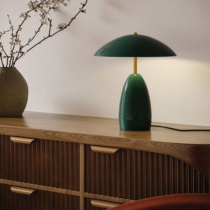 Photograph: Alora Mood Poppy Pine Green Medium Led Rechargeable Table Lamp - 3000K