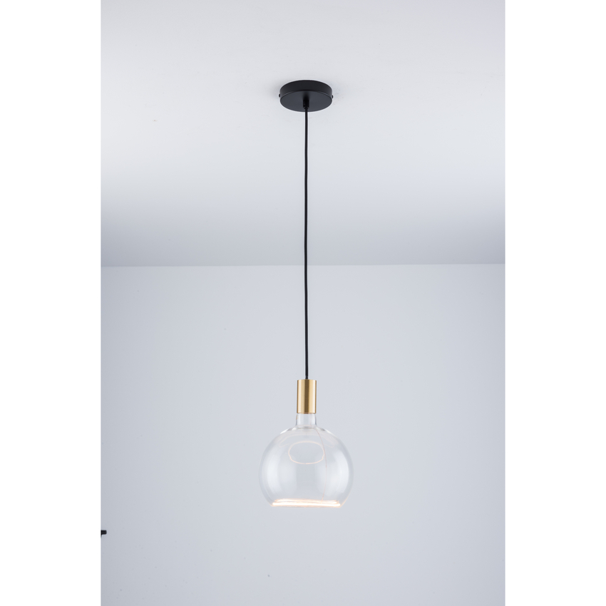 Photograph: Angel Black And Gold Single Pendant Light Complete With Clear Angel LED Globe