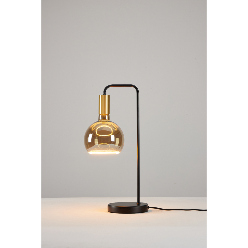 Photograph: Angel Black And Gold Table Lamp Complete With Smoked Angel LED Globe