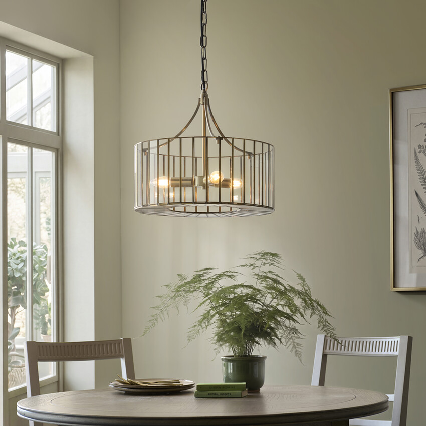 Photograph: Antalya Antique Brass And Clear Glass 3 Light Pendant Light