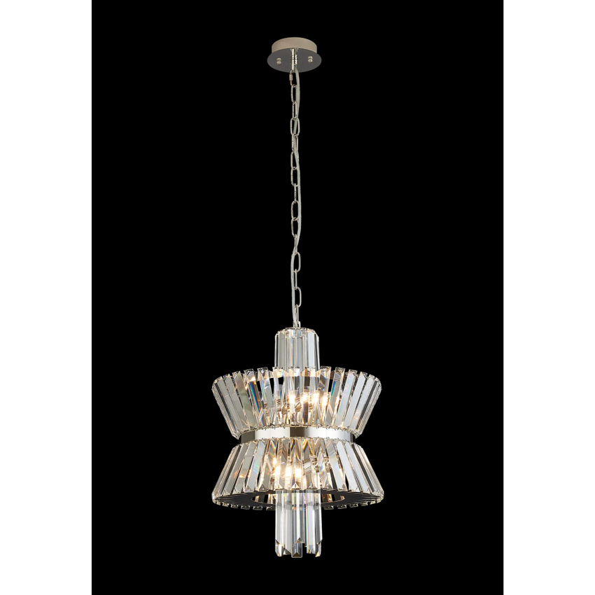 Photograph: Avie 35cm Polished Nickel/Clear 4 Light Crystal Pendant Light