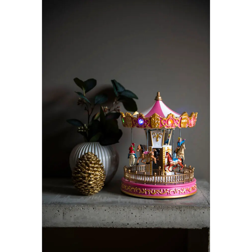 Photograph: B/O Mech.Christmas deco. Carousel  14 Led, music.3xAA&USB