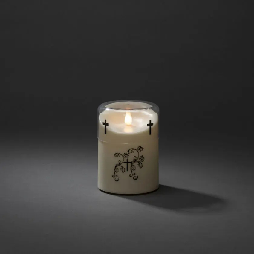 Photograph: B/O White Memorial light, w.white 3DLed, 10,6x14,8cm, 8H tim