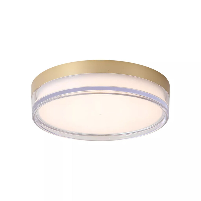 Photograph: Button Round 300mm Gold Marble Effect Square Flush Ceiling Light - IP44 - 3000K