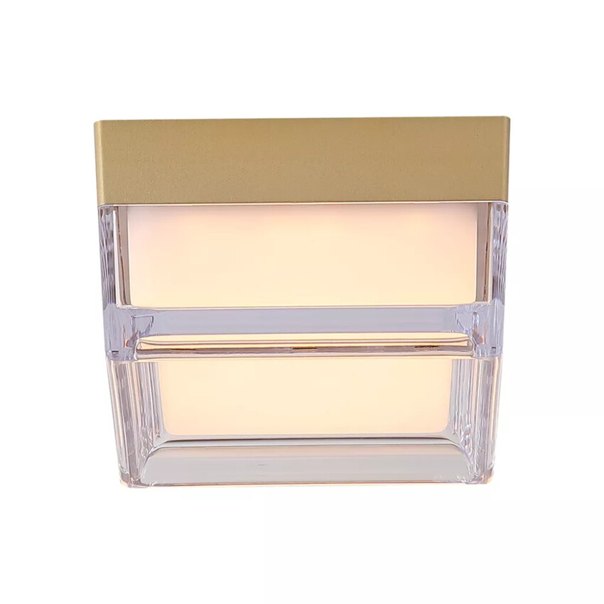 Photograph: Button Square Gold Marble Effect Square Flush Ceiling Light - IP44 - 3000K