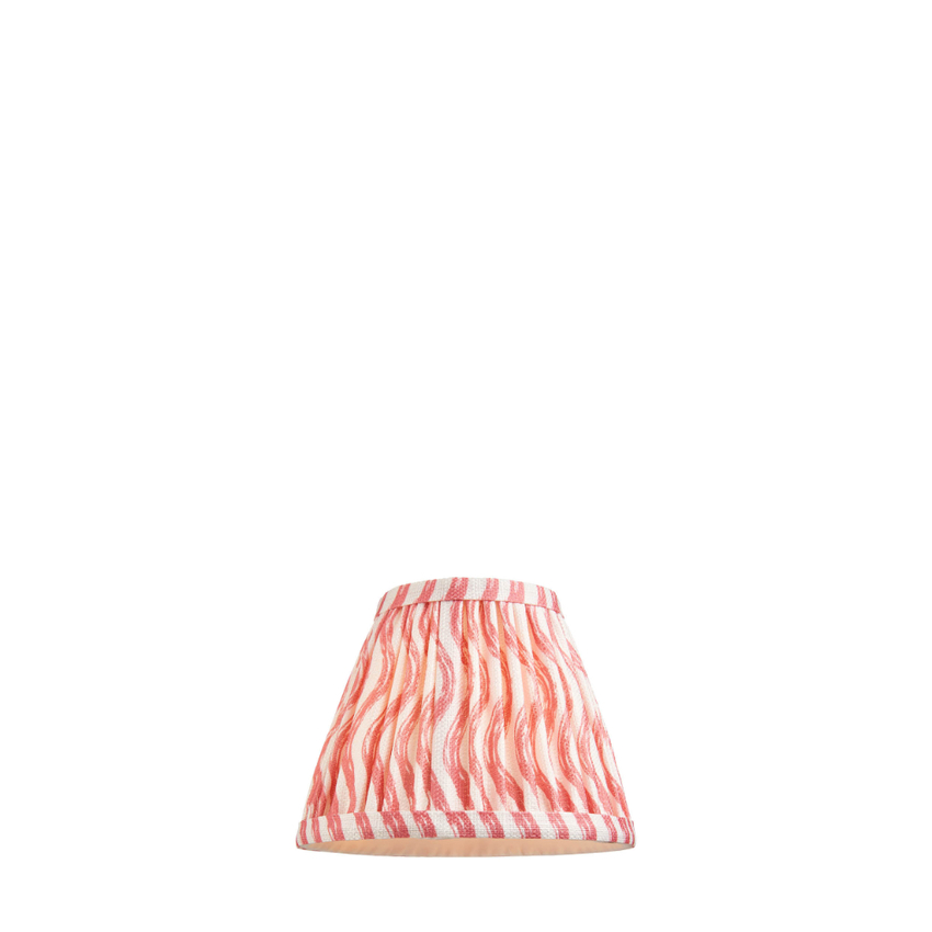 Photograph: Coral Pink Ripple Patterned Tapered Fabric 16cm Shade - Golf/Candle Clip