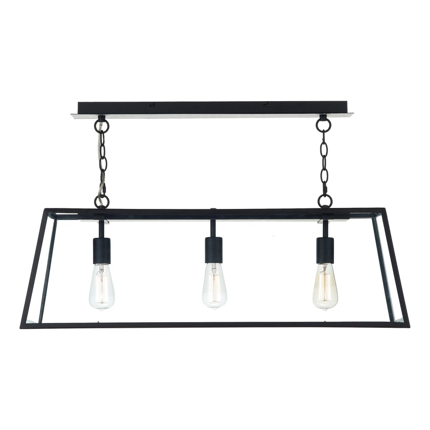 Photograph: Dar Academy ACA0322 Matt Black Finish 3 Light Bar Pendant