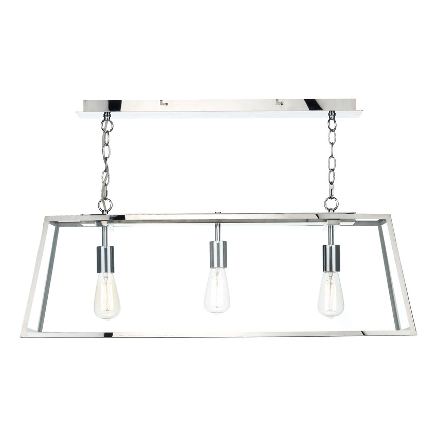 Photograph: Dar Academy ACA0344 Polished Stainless Steel Finish 3 Light Bar Pendant