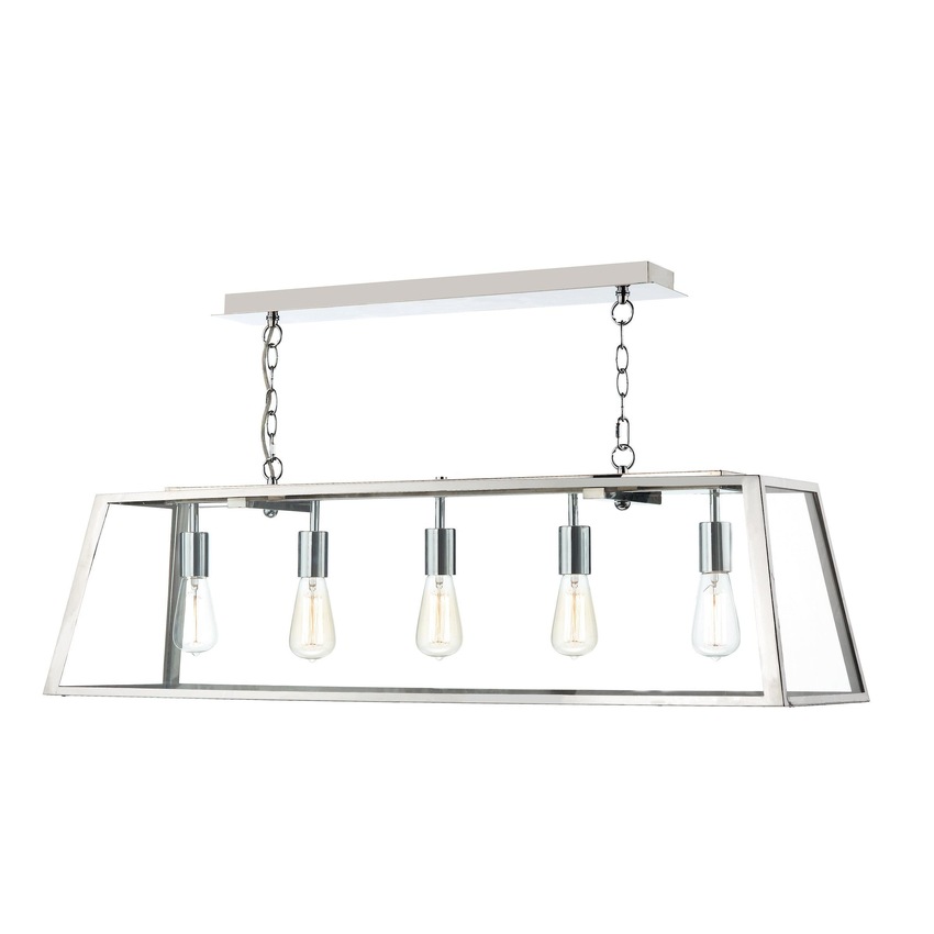 Photograph: Dar Academy ACA0544 Polished Stainless Steel Finish 5 Light Bar Pendant