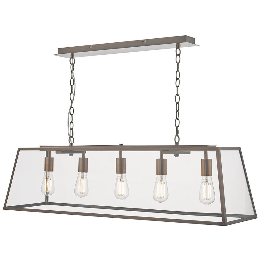 Photograph: Dar Academy ACA0564 5 Light Bar Pendant In Antique Copper Finish