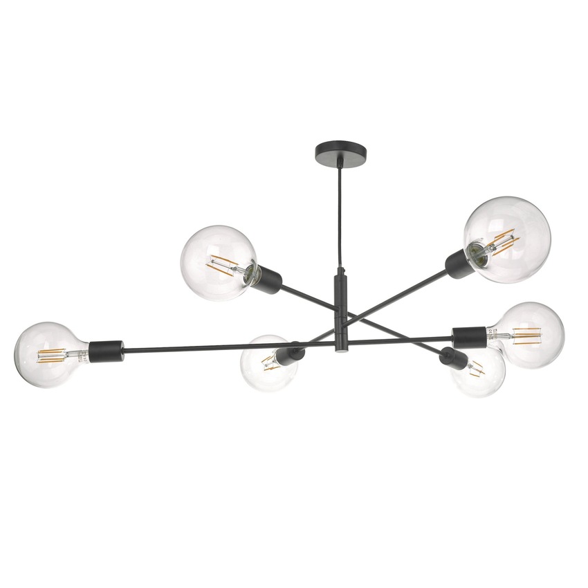 Photograph: Dar Alana ALA0622 6 Light Pendant In Matt Black Finish