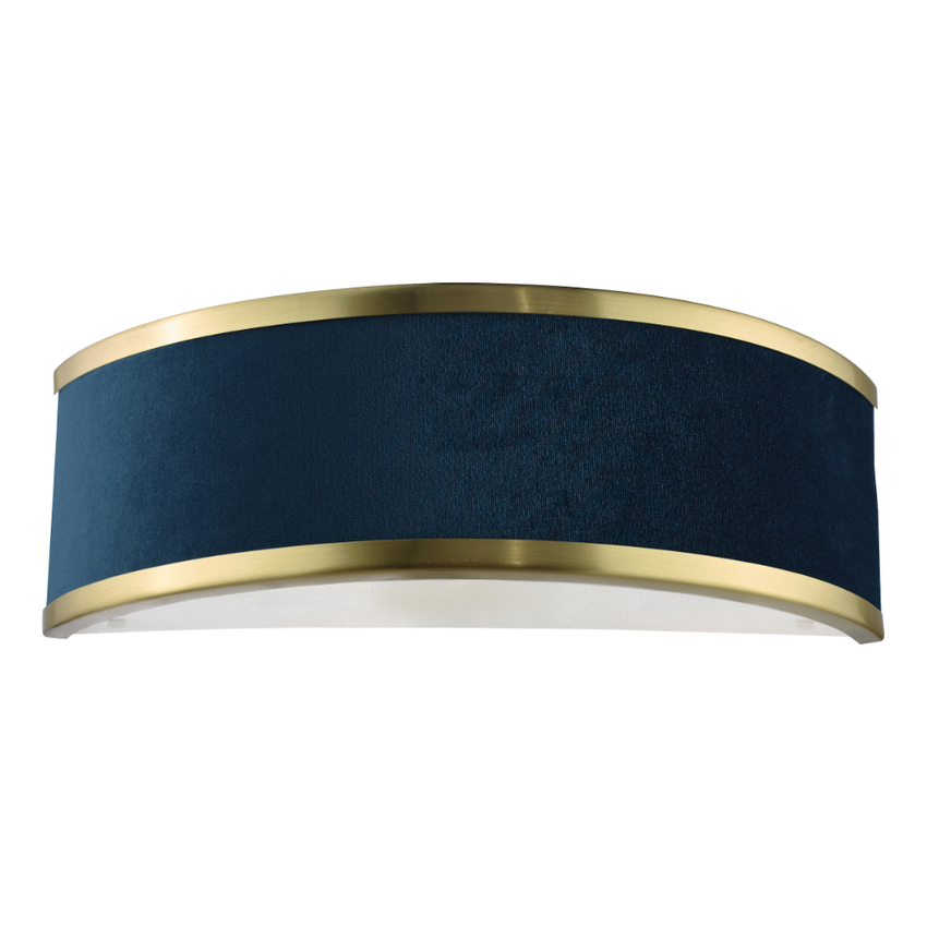 Photograph: Dar Alvaro Brushed Brass Wall Light With Blue Velvet Shade