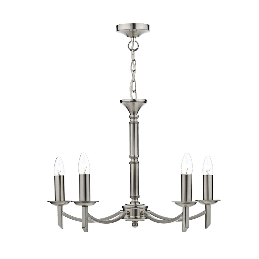 Photograph: Dar Ambassador AMB0546 Satin Chrome Finish 5 Light Chandelier