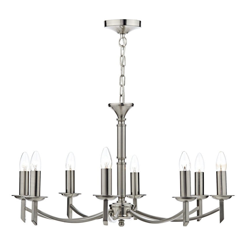 Photograph: Dar Ambassador AMB0846 Satin Chrome Finish 8 Light Chandelier