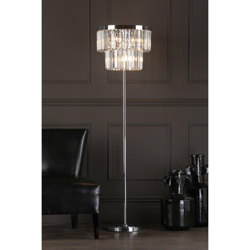 Photograph: Dar Angel Polished Chrome Crystal Floor Lamp