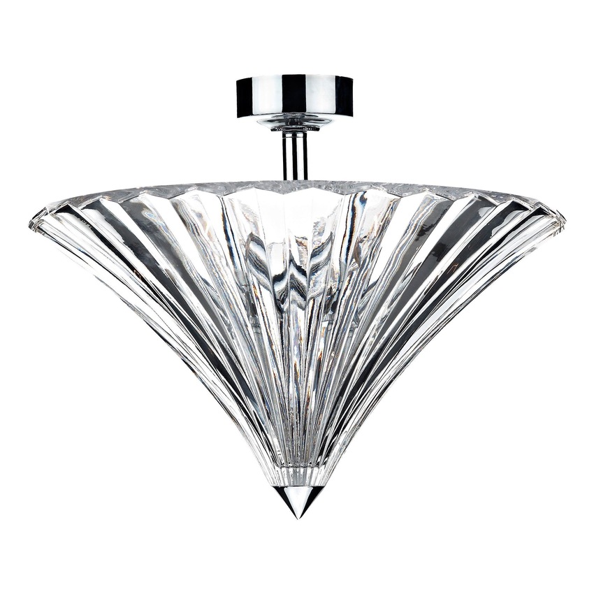 Photograph: Dar Ardeche ARD5350 Polished Chrome 3 Light Semi Flush Ceiling Light With Clear Fluted Glass