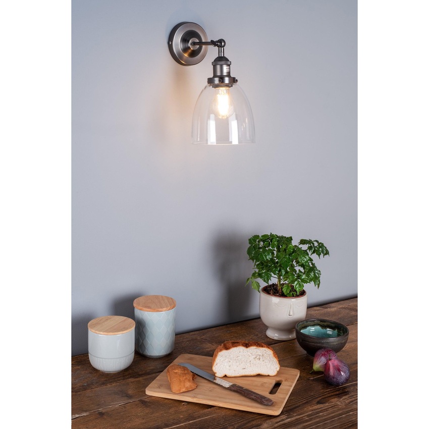 Photograph: Dar Arvin ARV0761 Single Wall Light In Antique Chrome With Glass Shade