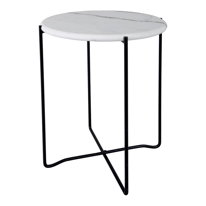 Photograph: Dar Azzate Round White Marble Rolled Edge Side Table