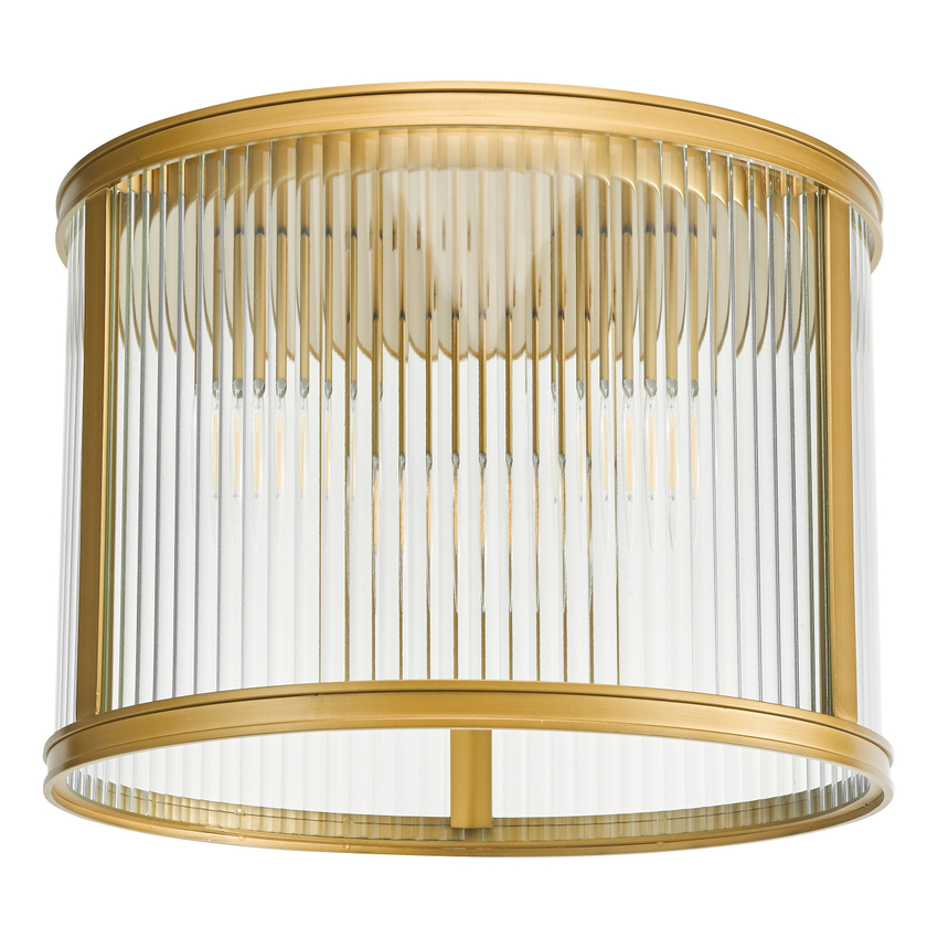 Photograph: Dar Bianka 3 Light Flush Satin Bronze and Ribbed Glass