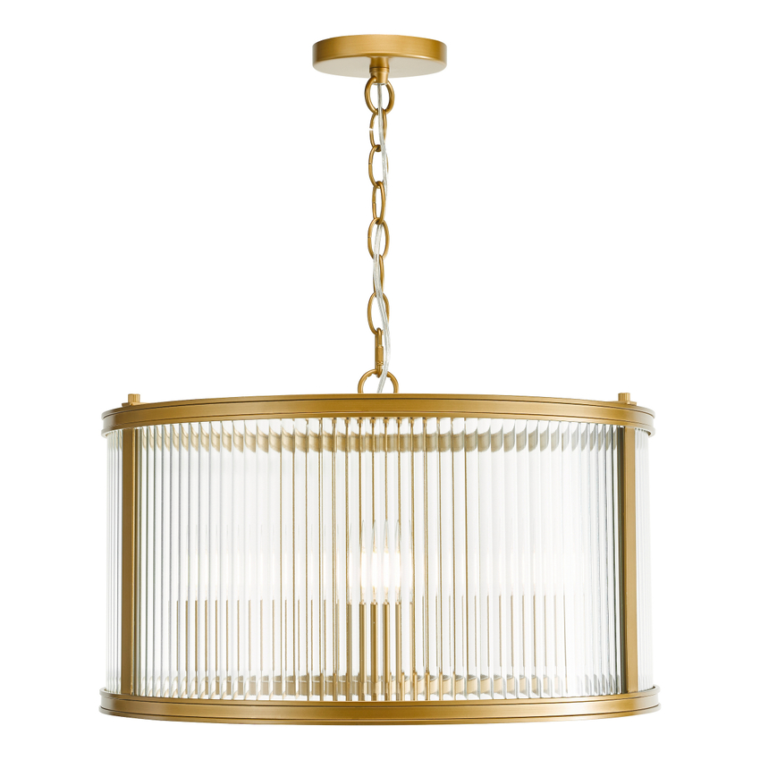 Photograph: Dar Bianka 3 Light Pendant Satin Bronze and Ribbed Glass