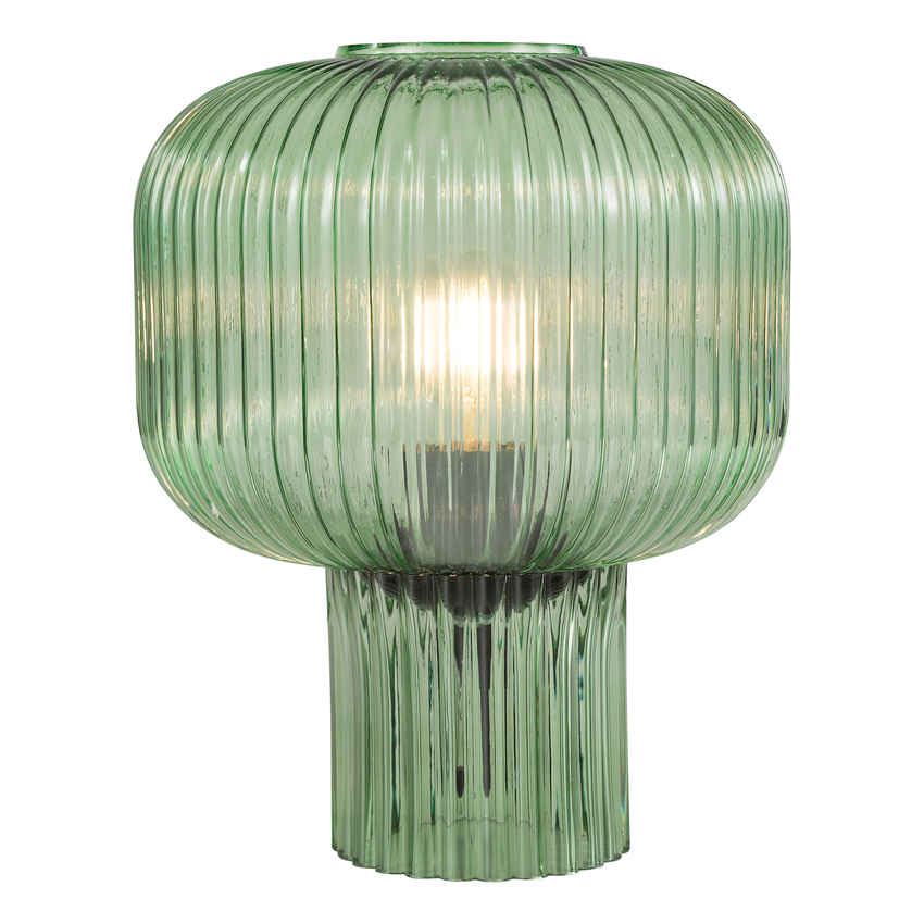 Photograph: Dar Demarius Green Ribbed Glass Table Lamp