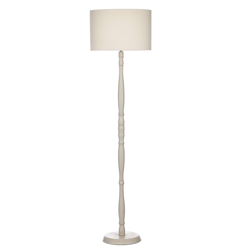 Photograph: Dar Dunlop DUN4933 Putty Wood Floor Lamp Complete With Cream Shade