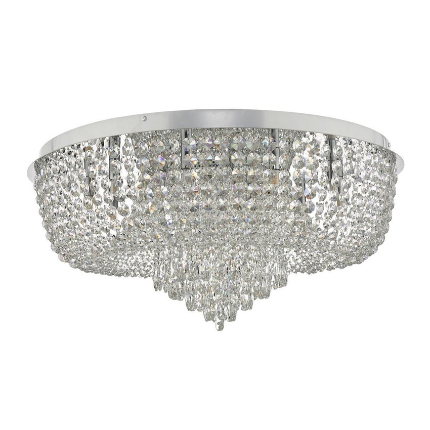 Photograph: Dar Eitan EIT4808 12 Light Flush Ceiling Light In Polished Chrome & Crystal Finish