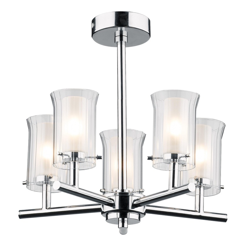 Photograph: Dar Elba ELB0550 Polished Chrome Finish 5 Light Semi Flush Ceiling Light - IP44