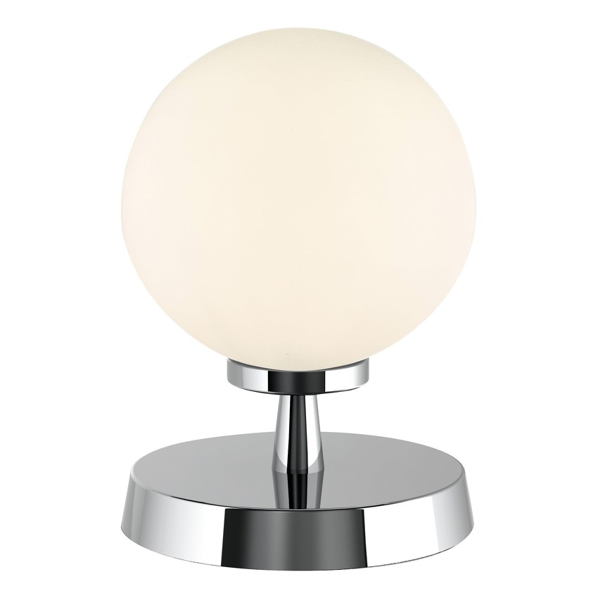 Photograph: Dar Esben Polished Chrome Touch Table Lamp Complete With Opal Glass