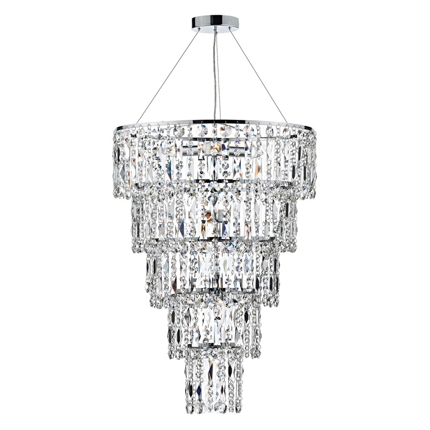 Photograph: Dar Escala ESC0650 Polished Chrome Finish 6 Light Crystal Pendant