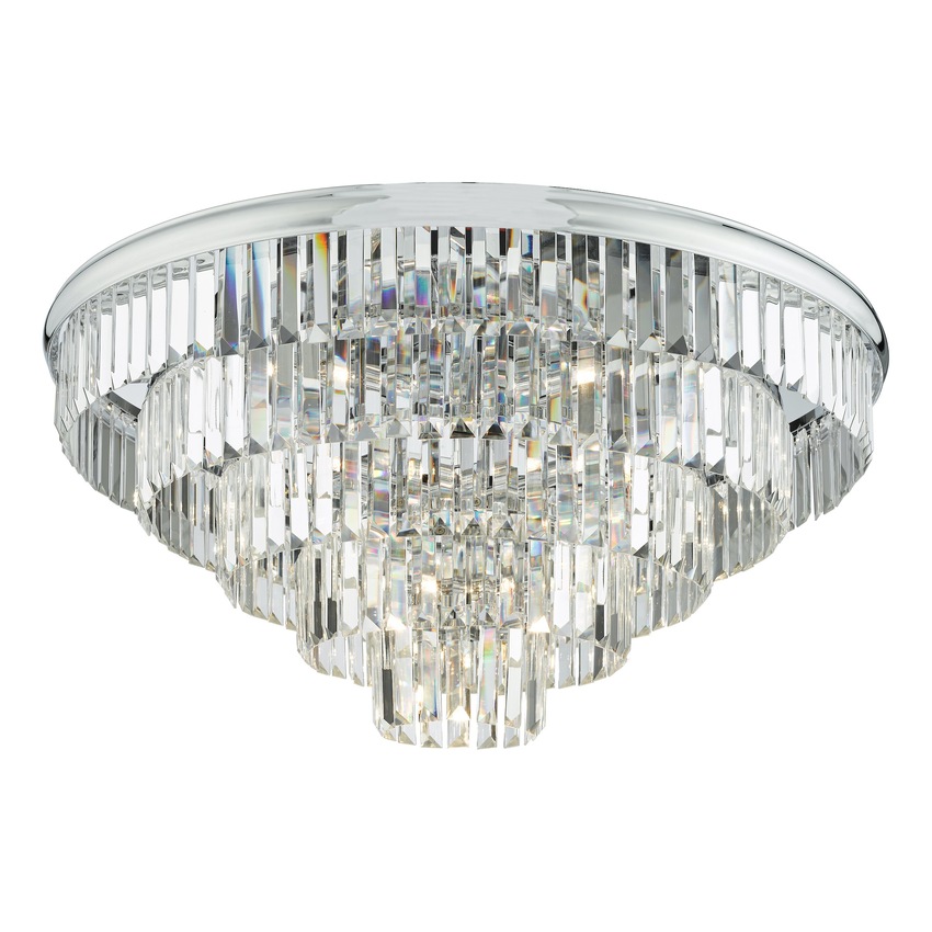 Photograph: Dar Eulalia Polished Chrome Large Flush Crystal Lighting Light