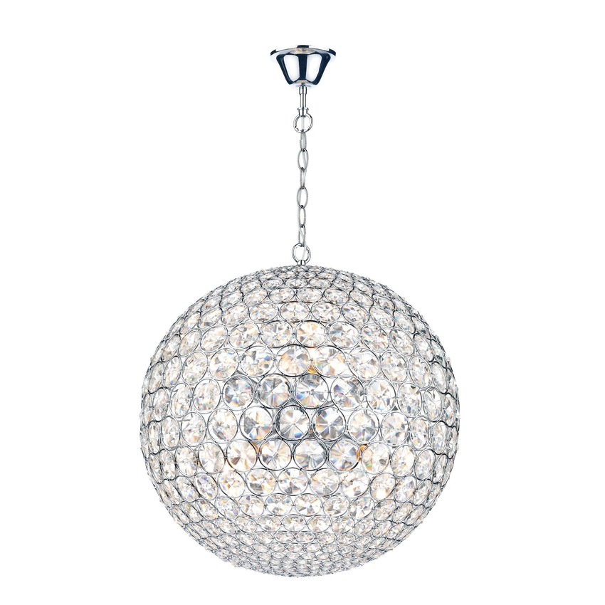 Photograph: Dar Fiesta FIE0850 Polished Chrome 8 Light Crystal Pendant