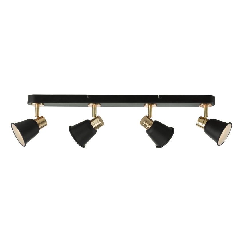 Photograph: Dar Fry FRY8454 Matt Black & Polished Gold 4 Light Spotlight