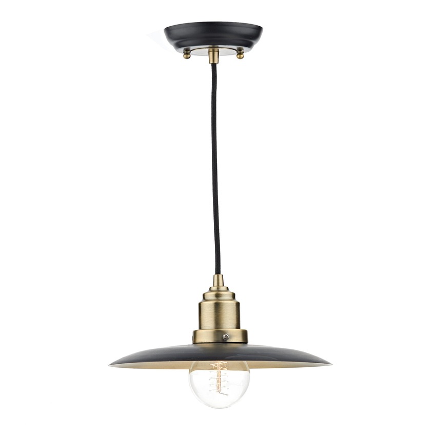 Photograph: Dar Hannover HAN0154 Black & Antique Brass Finish Single Pendant