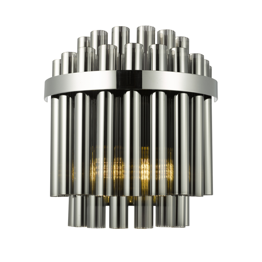Photograph: Dar Imani 2 Light Wall Light Polished Chrome and Smoked Ribbed Glass