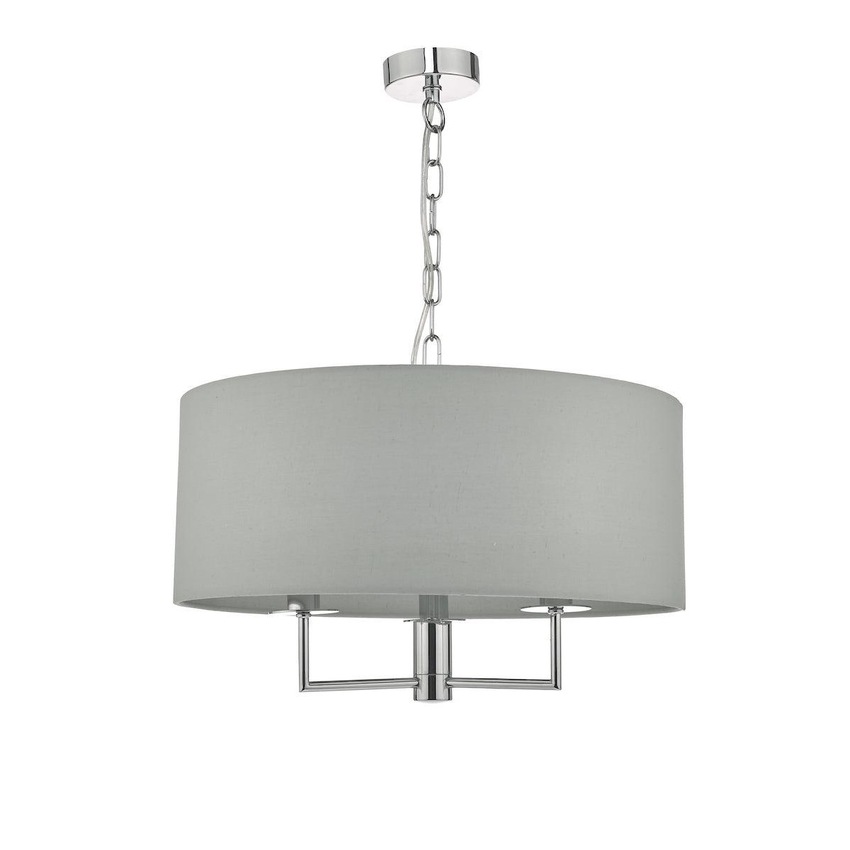 Photograph: Dar Jamelia JAM0339 3 Light Pendant In Polished Chrome Finish Complete With Grey Shade