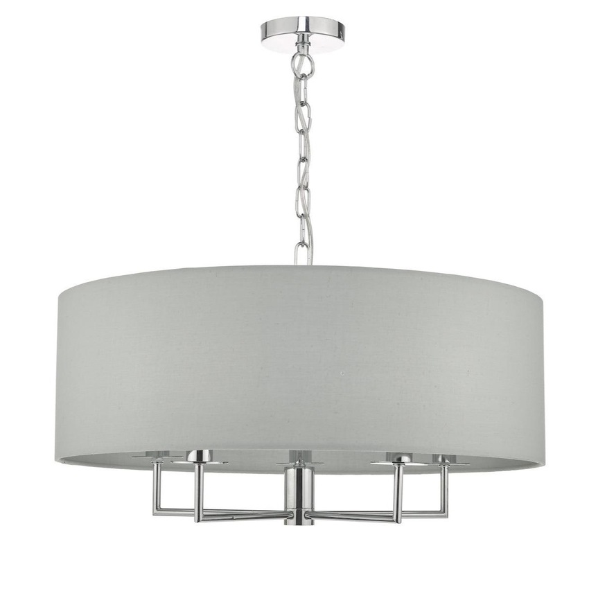 Photograph: Dar Jamelia JAM0539 5 Light Pendant In Polished Chrome Finish Complete With Grey Shade