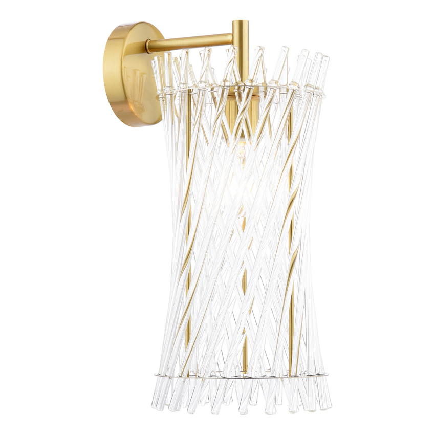 Photograph: Dar Loire Natural Brass Single Wall Light Complete With Clear Glass Rods
