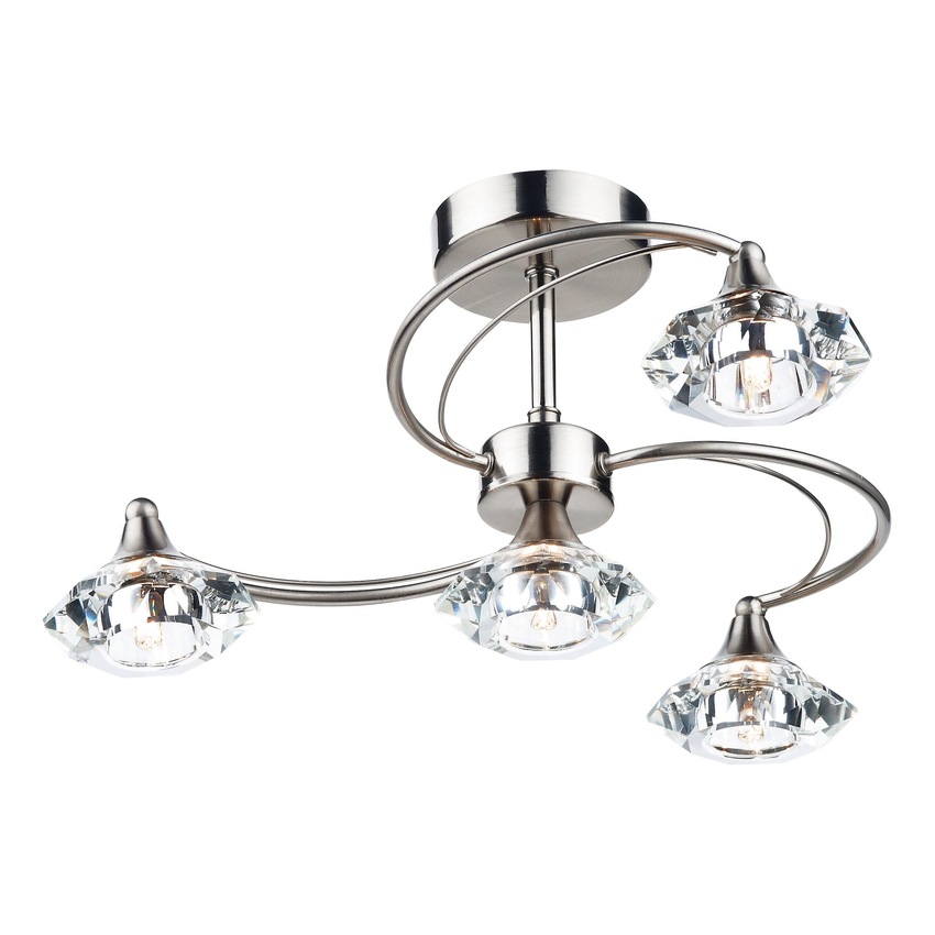 Photograph: Dar Luther LUT0446 Satin Chrome 4 Light Semi Flush Ceiling Light