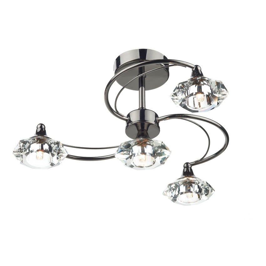 Photograph: Dar Luther LUT0467 Black Chrome 4 Light Semi Flush Ceiling Light