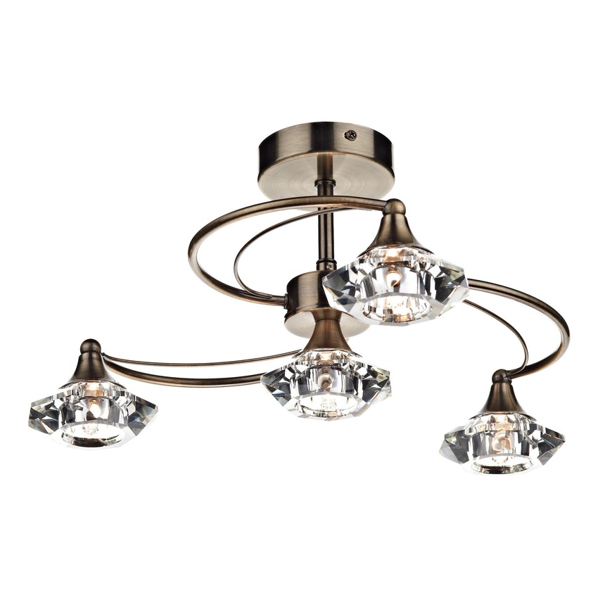 Photograph: Dar Luther LUT0475 Antique Brass 4 Light Semi Flush Ceiling Light