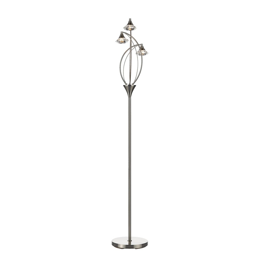 Photograph: Dar Luther LUT4946 Satin Chrome 3 Light Floor Lamp