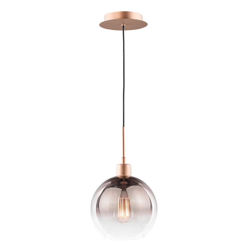 Photograph: Dar Lycia Satin Bronze Finish 1 Light Pendant Light Complete With Bronze To Clear Ombre Glass Shade