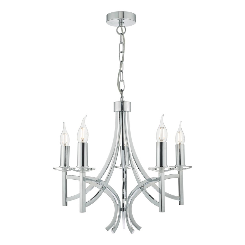 Photograph: Dar Lyon LYO0550 Polished Chrome Finish 5 Light Crystal Chandelier