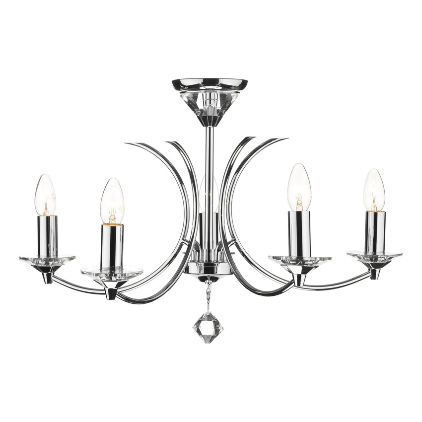 Photograph: Dar Medusa MED0550 Polished Chrome Finish 5 Light Dual Mount Crystal Pendant