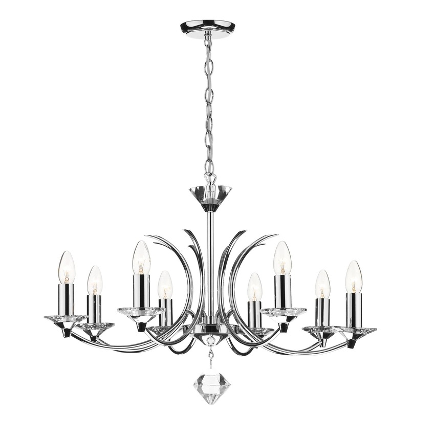 Photograph: Dar Medusa MED0850 Polished Chrome Finish 8 Light Dual Mount Crystal Pendant