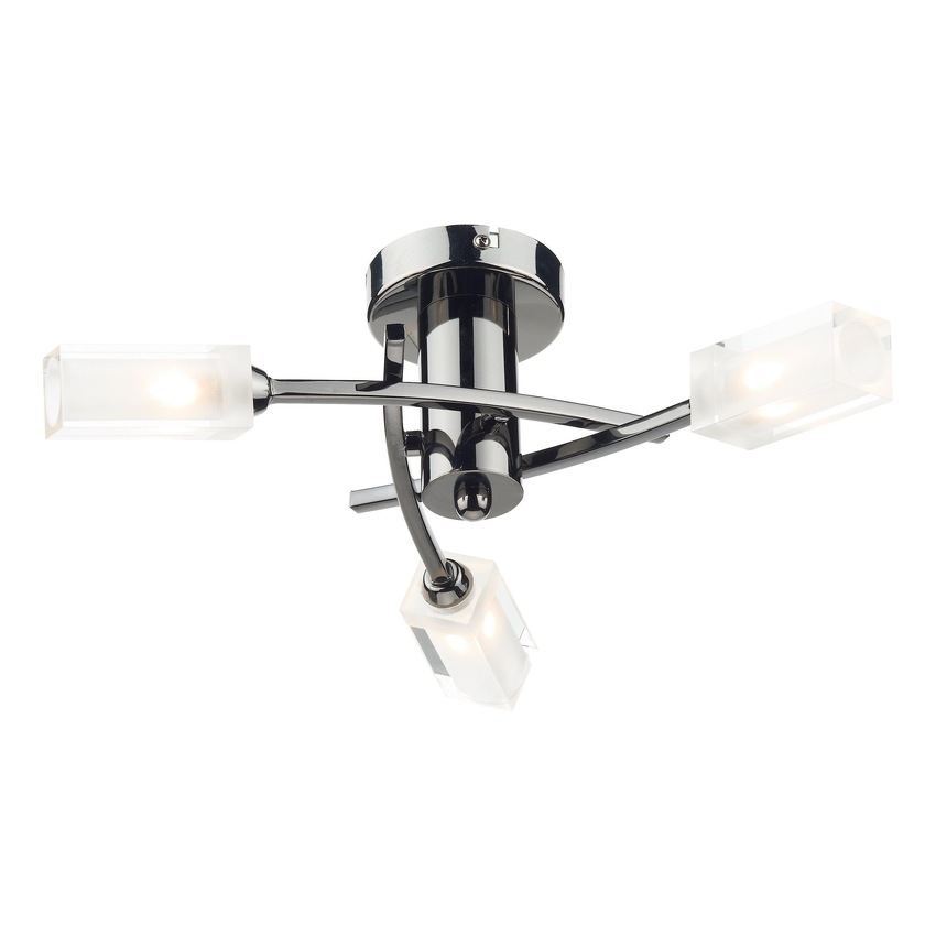 Photograph: Dar Morgan MOR0367 Black Chrome 3 Light Semi Flush Ceiling Light